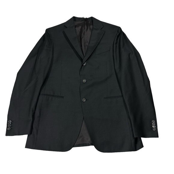 Proper Cloth Italy Made Super 130s Wool Charcoal 3 Button Suit Jacket Size 42L - Picture 9 of 16